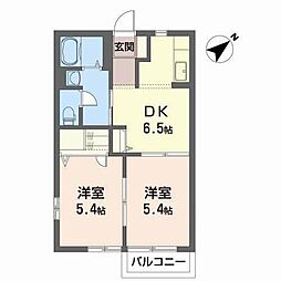 ファミーユ境山2 2DKの間取図画像