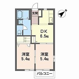 ファミーユ境山2 2DKの間取図画像