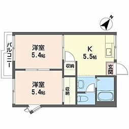 フォーブルアオト 2Kの間取図画像