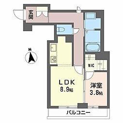 グランメゾン　アムール錦町 2階1LDKの間取り