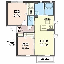 クレアーレ・スズキC 2LDKの間取図画像