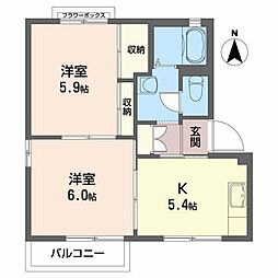ハウスリーフ 2Kの間取図画像