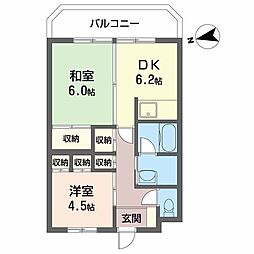 リピュート・三浦 2DKの間取図画像