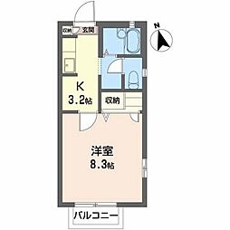 シャルマンフォレ 1Kの間取図画像