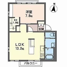 プリヴァートハイツC 1LDKの間取図画像