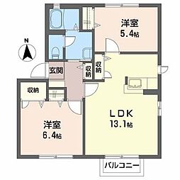コーラルタウンF 2LDKの間取図画像