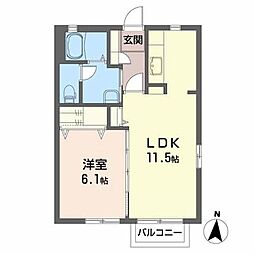 グリーンハーモニー・A 1LDKの間取図画像