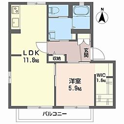 シャーメゾン原B 1LDKの間取図画像