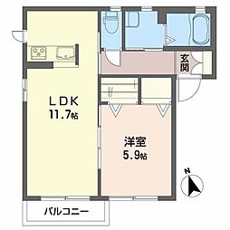 フォレスト参番館 1LDKの間取図画像