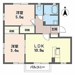 ドミール泉川C 2LDKの間取図画像