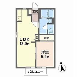 フレックスカマタB 1LDKの間取図画像