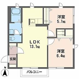 シャーメゾン方木田 2LDKの間取図画像