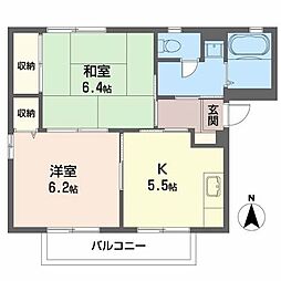 リバティガーデンB 2Kの間取図画像