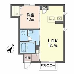 クラシアＢ 1階1LDKの間取り