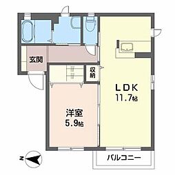 ラダックB 1LDKの間取図画像