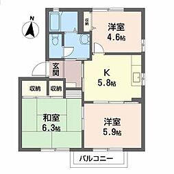 アネックス2D 3Kの間取図画像