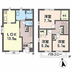 オーセントB 3LDKの間取図画像