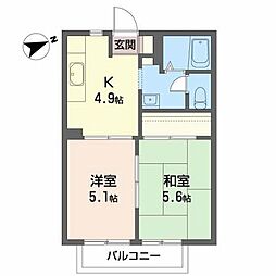 ティアードA 2Kの間取図画像