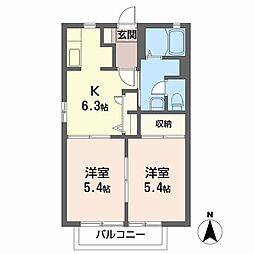 デュオシティ 2DKの間取図画像