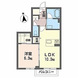ディアベルジュ 1LDKの間取図画像