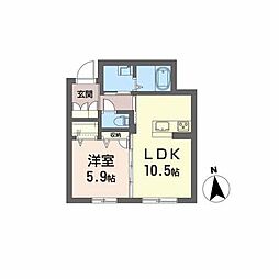 シュエットメゾン弐番館 1LDKの間取図画像