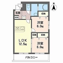 マンションドム北福島 2LDKの間取図画像