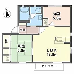 御蔵ガーデンシティE 2LDKの間取図画像