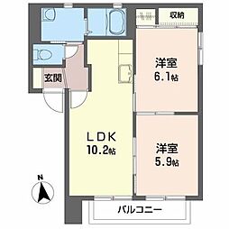 ローシェンハウスB 2LDKの間取図画像