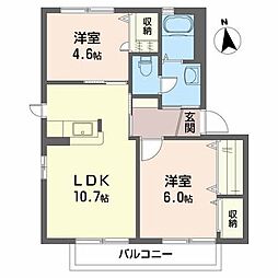 シャインベルA 2LDKの間取図画像