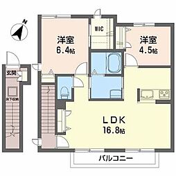 ラ・エスペランザB 2LDKの間取図画像