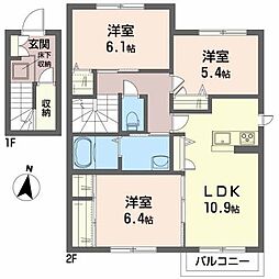 安齋ハイツ2 3LDKの間取図画像