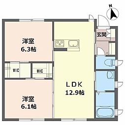 つくしD 2LDKの間取図画像