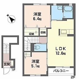グリーンレジデンスE 2LDKの間取図画像