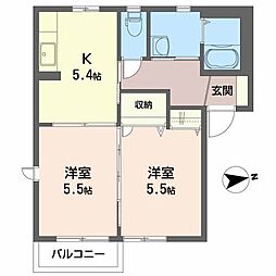 メゾンドクローバー 2Kの間取図画像