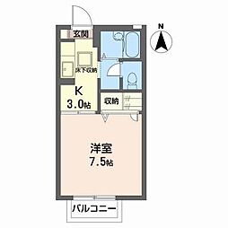 ディアス菜根2 1Kの間取図画像