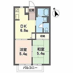 イルマーレB 2DKの間取図画像