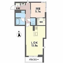 アンビシア西ノ内 1LDKの間取図画像