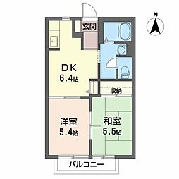 グリーン・アイB 2DKの間取図画像