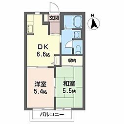シャンポールハウスA 2DKの間取図画像