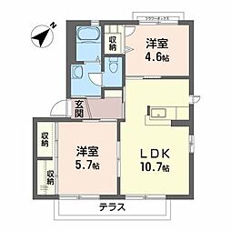ニコレットテラスA 2LDKの間取図画像