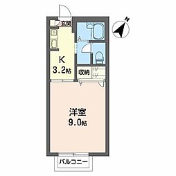 グリーンヴィレッジ 1Kの間取図画像