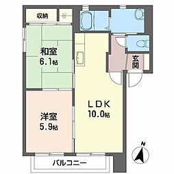 ハイライズMR3A 2LDKの間取図画像
