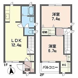 ドミール開成B 2LDKの間取図画像