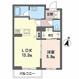 ヒュッゲ堂前 1LDKの間取図画像