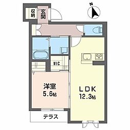 ベレオ若葉町2 1LDKの間取図画像