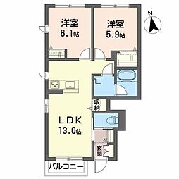 カーサ・レジオA 2LDKの間取図画像