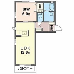 ピュアフラッツB棟 1LDKの間取図画像