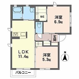 ロビンハイツ 2LDKの間取図画像