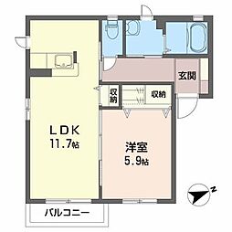EKハイツA 1LDKの間取図画像