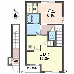 マルモーレアイ 1LDKの間取図画像